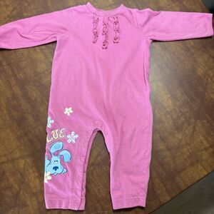 Vintage Blues Clues Pink Romper 18 Months Nick Jr 2003 Ruffle Flowers VTG Kids